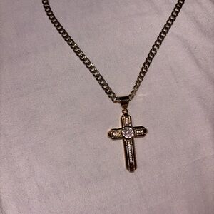 Elegant Gold Cross Pendant Necklace 14k gold filled